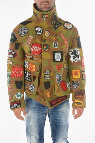 Camouflage Patterned Saharian Jacket with All-Over Patches