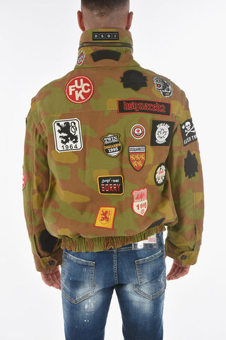 Camouflage Patterned Saharian Jacket with All-Over Patches