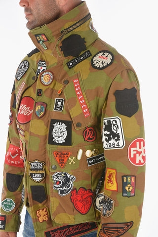 Camouflage Patterned Saharian Jacket with All-Over Patches