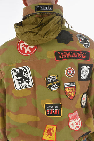 Camouflage Patterned Saharian Jacket with All-Over Patches