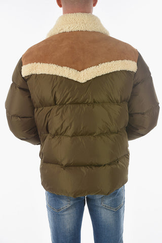 Suede and Shearling Details Down Jacket