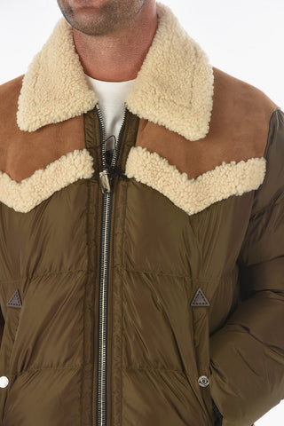 Suede and Shearling Details Down Jacket