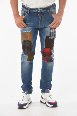 Jeans COOL GUY in denim stretch con toppe 16cm