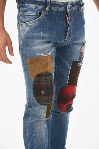 Jeans COOL GUY in denim stretch con toppe 16cm