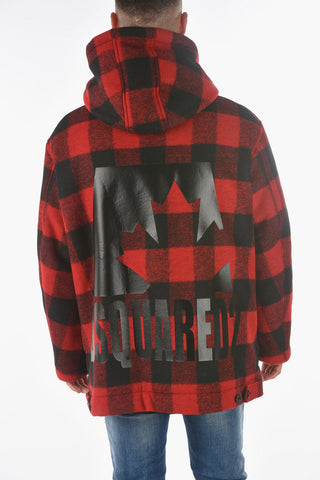 Tartan Effect Coat with Hood