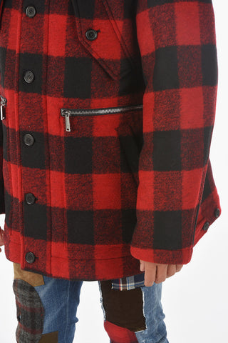 Tartan Effect Coat with Hood