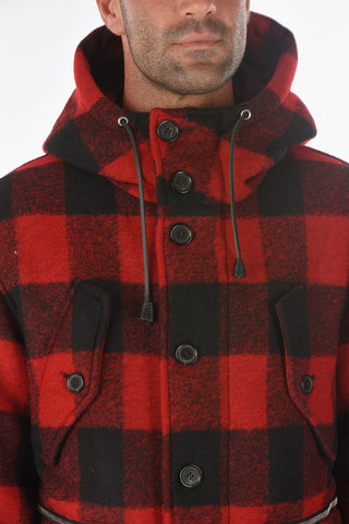 Tartan Effect Coat with Hood