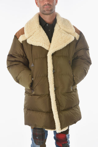 Suede Details Maxi Down Jacket