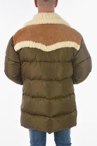 Suede Details Maxi Down Jacket
