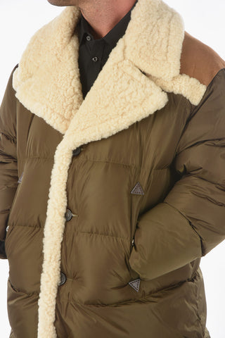 Suede Details Maxi Down Jacket