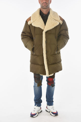 Suede Details Maxi Down Jacket