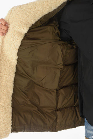Suede Details Maxi Down Jacket