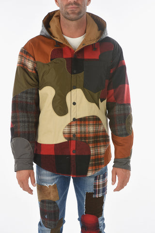 Snap Buttons Patchwork Jacket with Hood
