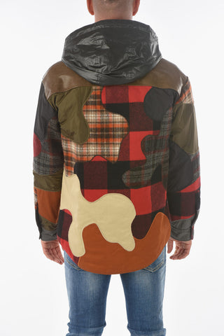 Snap Buttons Patchwork Jacket with Hood