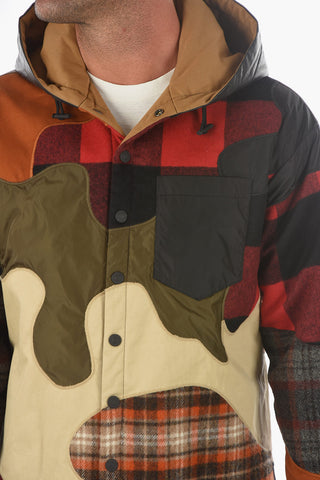 Snap Buttons Patchwork Jacket with Hood