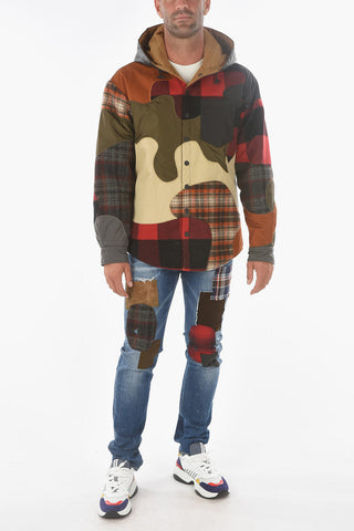 Snap Buttons Patchwork Jacket with Hood
