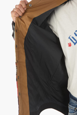 Snap Buttons Patchwork Jacket with Hood