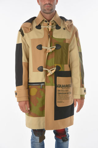 Virgin Wool Camouflage Coat with Hood