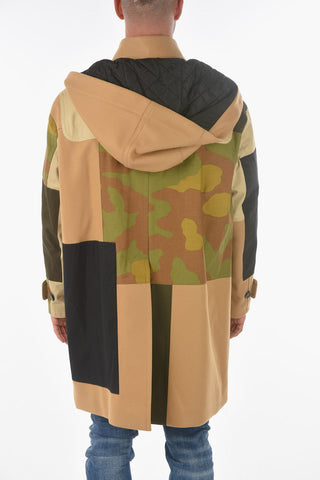 Virgin Wool Camouflage Coat with Hood