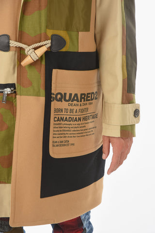 Virgin Wool Camouflage Coat with Hood