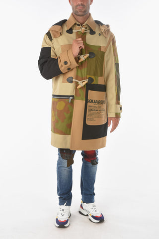 Virgin Wool Camouflage Coat with Hood