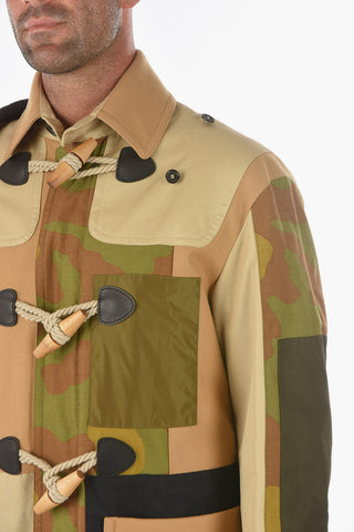 Virgin Wool Camouflage Coat with Hood