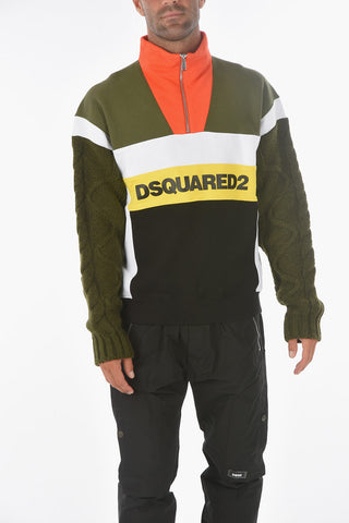 Felpa Mezza Zip con Doppio Tessuto