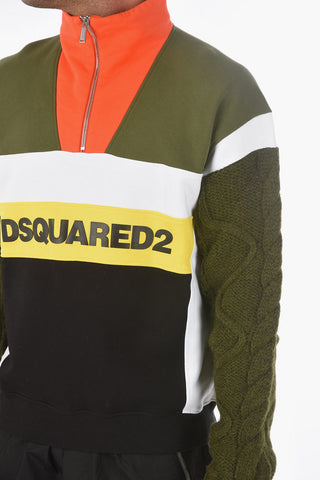 Felpa Mezza Zip con Doppio Tessuto
