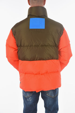 2 Pockets Two-Tone Down Jacket with Zip Closure