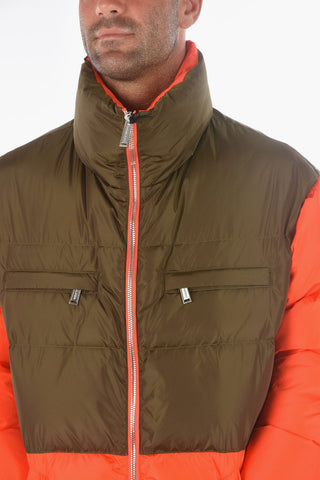2 Pockets Two-Tone Down Jacket with Zip Closure