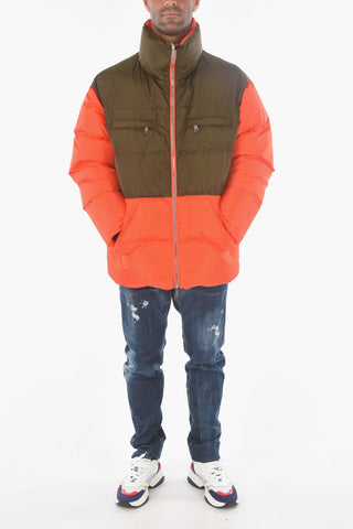 2 Pockets Two-Tone Down Jacket with Zip Closure