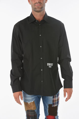 solid color spread collar shirt