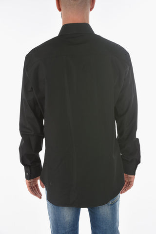 solid color spread collar shirt