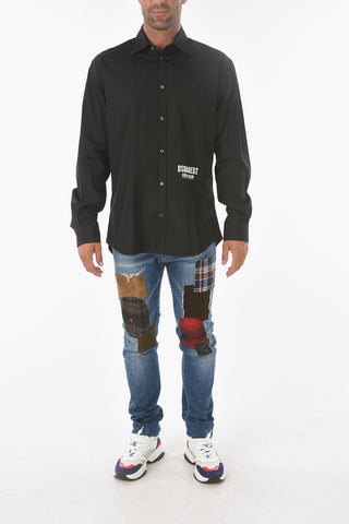 solid color spread collar shirt