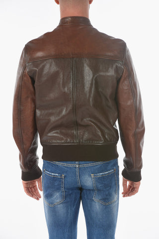 Full Zip Leather Bomber