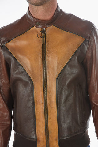 Full Zip Leather Bomber