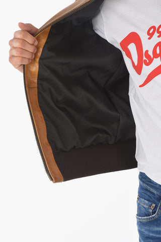 Full Zip Leather Bomber