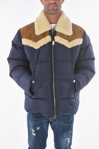 Suede and Shearling Details Down Jacket