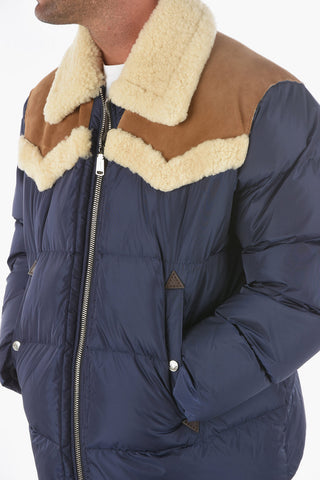 Suede and Shearling Details Down Jacket