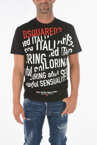 All Over Lettering Printed COOL FIT Crew-Neck T-shirt