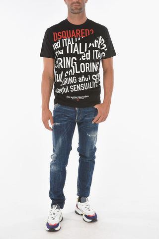 All Over Lettering Printed COOL FIT Crew-Neck T-shirt