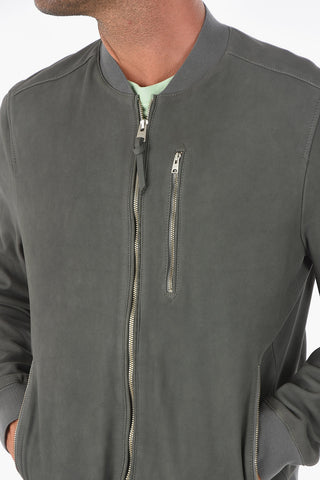 Zipped Pocket STONES Leather Bomber Jacket