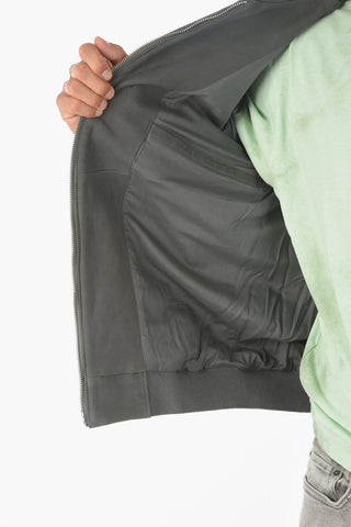 Zipped Pocket STONES Leather Bomber Jacket