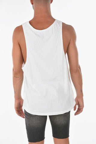 Printed ISLAND LIFE Tank Top with Raw-cut Edges