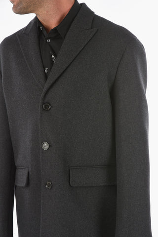 Cappotto in Lana Vergine con Fodera a Fantasia Floreale