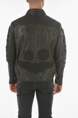Giubbotto in Pelle HARLEY con Toppe Ricamate