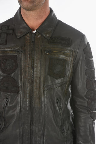 Giubbotto in Pelle HARLEY con Toppe Ricamate