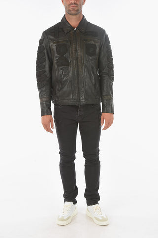 Giubbotto in Pelle HARLEY con Toppe Ricamate