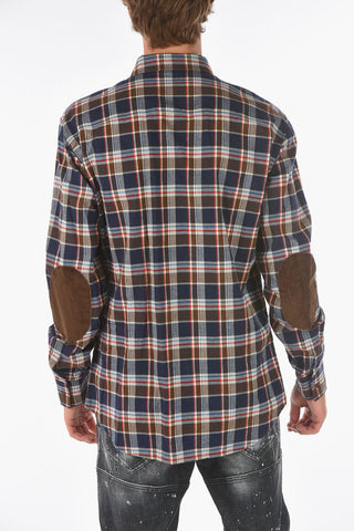 Tartan Motif Shirt with Denim Details