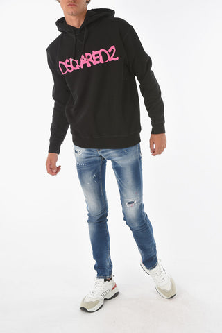 Felpa COOL FIT con Stampa a Contrasto e Cappuccio